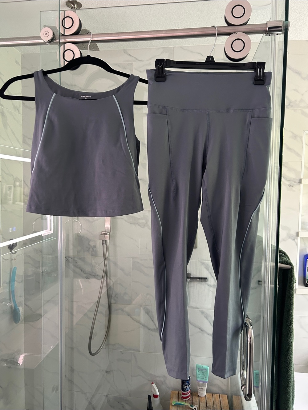 Layer 8 Slate Gray High-Rise Leggings & Cropped Tank Set